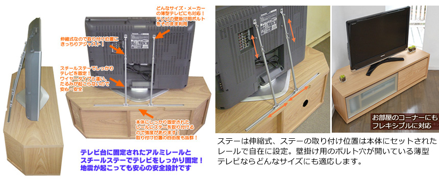 お部屋のコーナーにも対応、ＡＶデッキ２台とＷｉｉをスッキリ収納