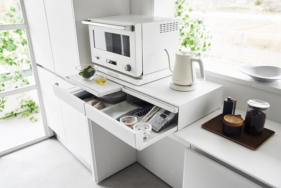 山崎実業 tower ツーウェイ キッチン家電下引き出し&スライドテーブル タワー W80イメージ