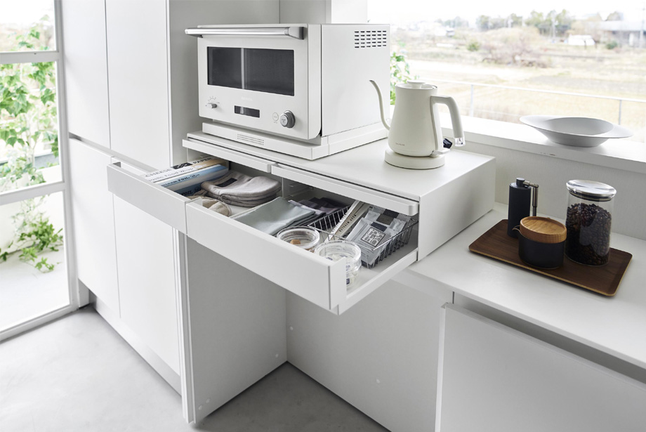 山崎実業 tower ツーウェイ キッチン家電下引き出し&スライドテーブル タワー W80イメージ
