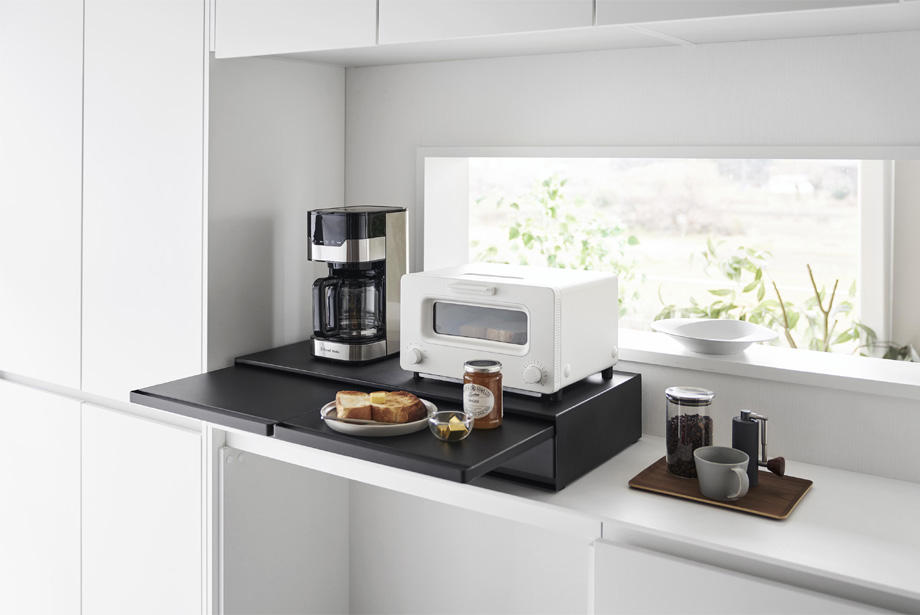 山崎実業 tower ツーウェイ キッチン家電下引き出し&スライドテーブル タワー W80イメージ