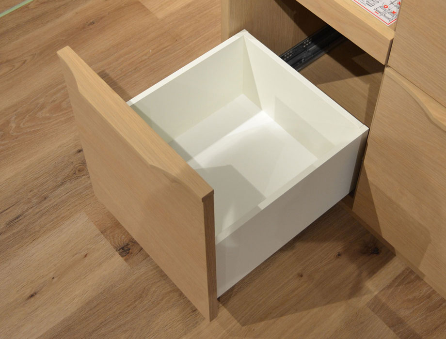 人工大理石天板の木目が優しいキッチンカウンター 120cm幅 Armona（アルモナ）｜下段引き出し（小）