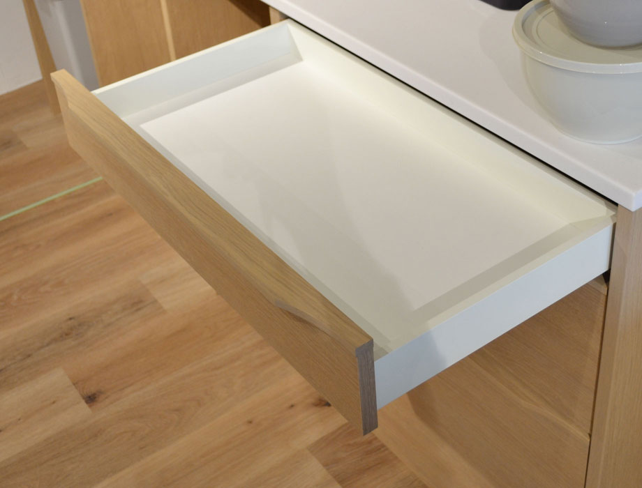 人工大理石天板の木目が優しいキッチンカウンター 120cm幅 Armona（アルモナ）｜上段引き出し（大）