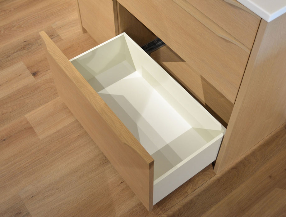 人工大理石天板の木目が優しいキッチンカウンター 120cm幅 Armona（アルモナ）｜下段引き出し（大）