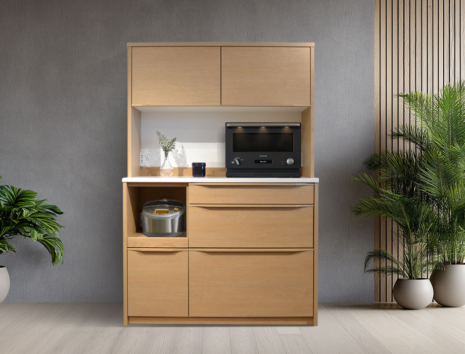 人工大理石天板の木目が優しいキッチンボード 120cm幅 Armona（アルモナ）