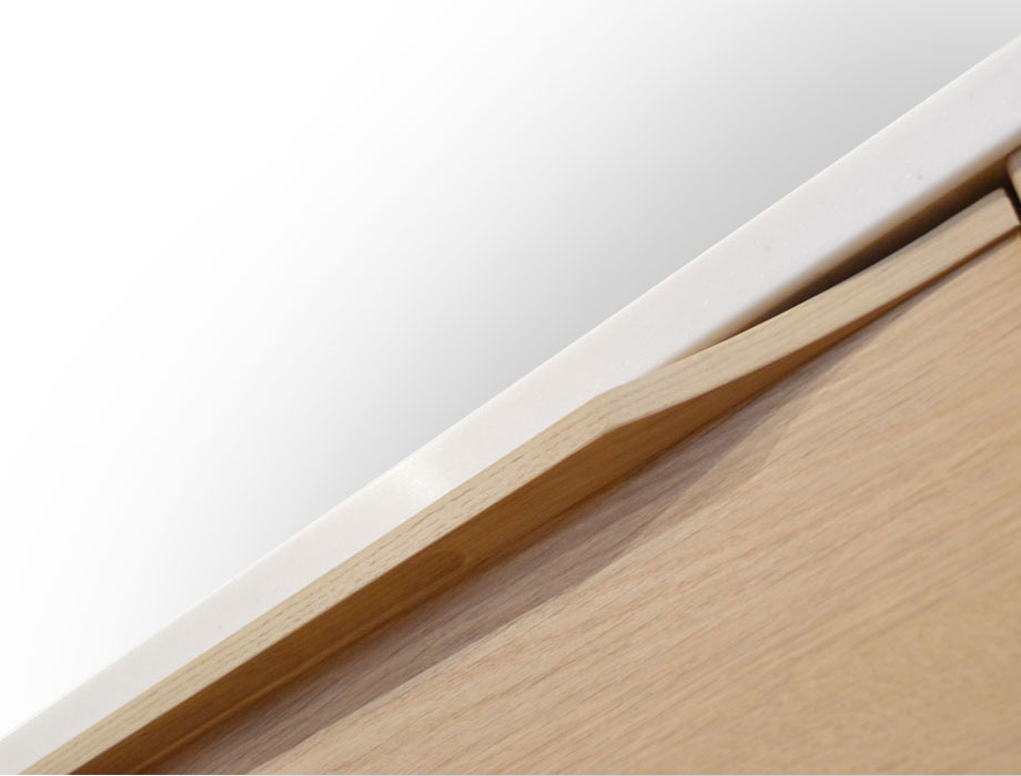 人工大理石天板の木目が優しいキッチンカウンター 120cm幅 Armona（アルモナ）｜引き出しブラックライン引手