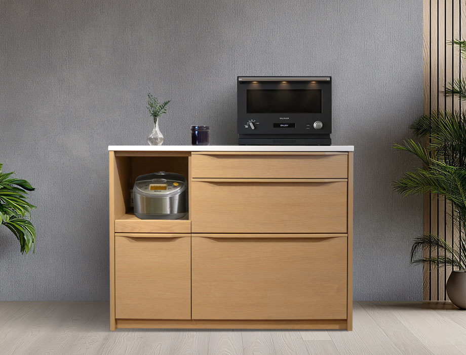 人工大理石天板の木目が優しいキッチンカウンター 120cm幅 Armona（アルモナ）｜イメージ画像2