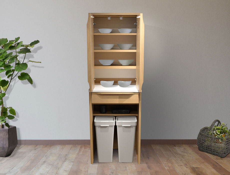 Armona（アルモナ）ゴミ箱を収納できる食器棚 幅60cm｜イメージ画像3 