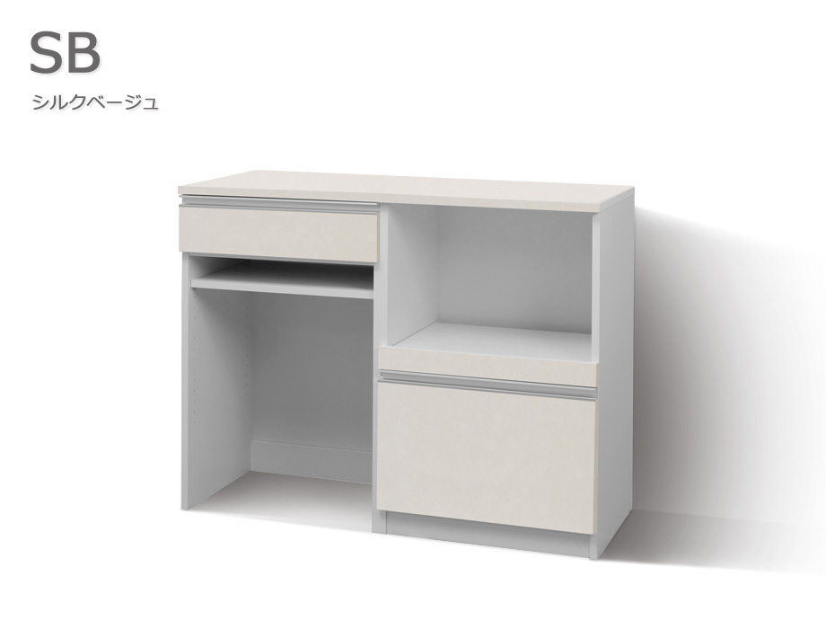 セミオーダーキッチンカウンターLASCO ゴミ箱収納・家電収納シルクベージュ