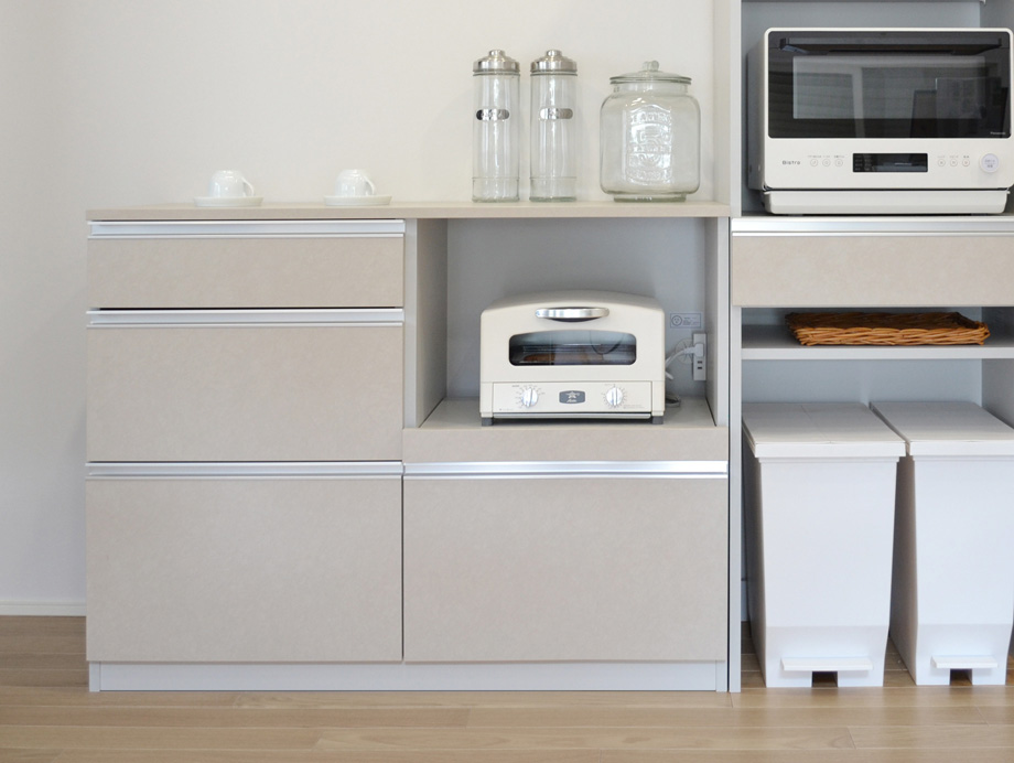 セミオーダーキッチンカウンターLASCO 3段チェスト・家電収納 画像2