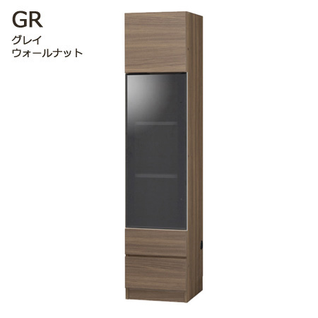 グラナー壁面収納家具扉2段ガラス扉ラック幅40cmグレイウォールナット