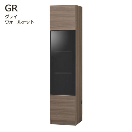 グラナー壁面収納家具扉2段ガラス扉ラック幅40cmグレイウォールナット