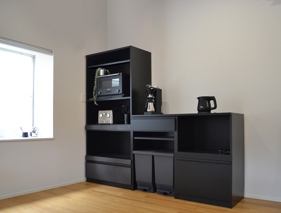 セミオーダーレンジ台LASCO 2段家電収納 画像3