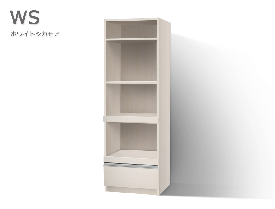 セミオーダーレンジ台LASCO 2段家電収納 ホワイトシカモア