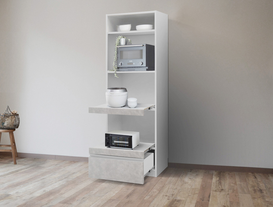 セミオーダーレンジ台LASCO 2段家電収納 画像2