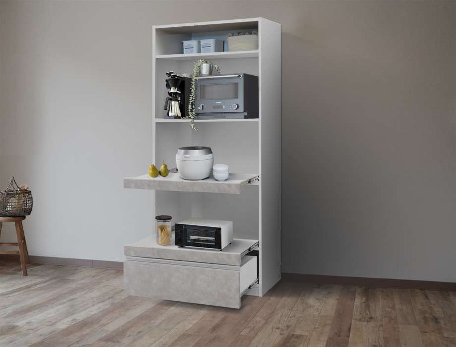 セミオーダーレンジ台LASCO 2段家電収納 画像2