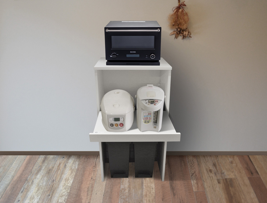 セミオーダーレンジ台LASCO 2段家電収納 画像3