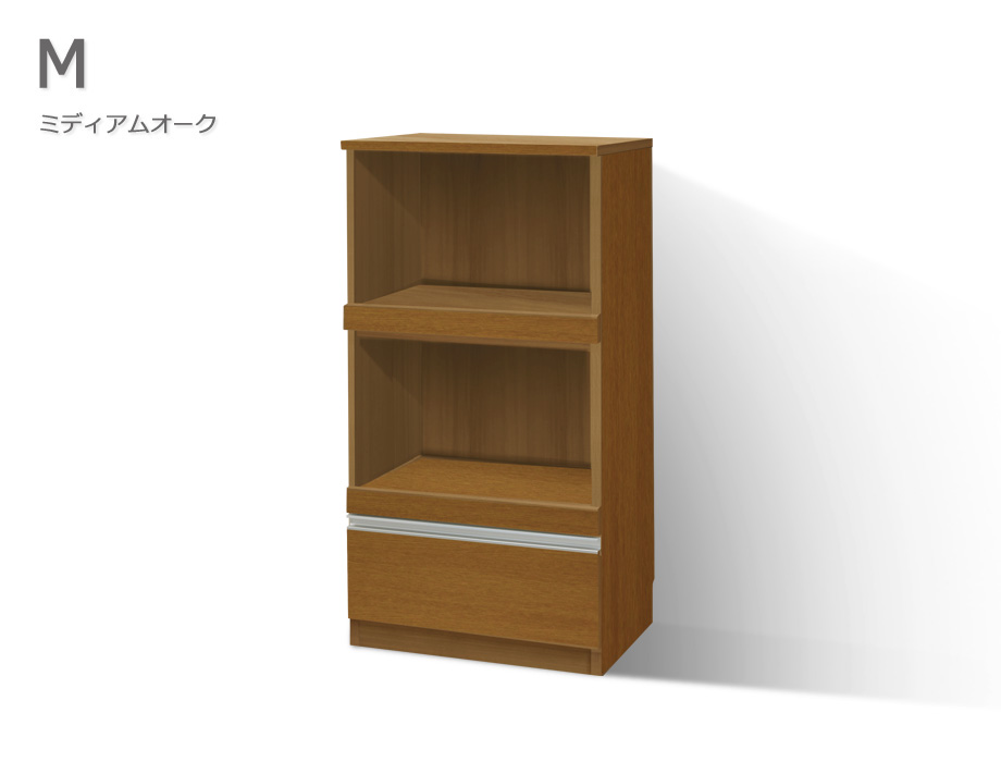 セミオーダーレンジ台LASCO 2段家電収納 ミディアムオーク