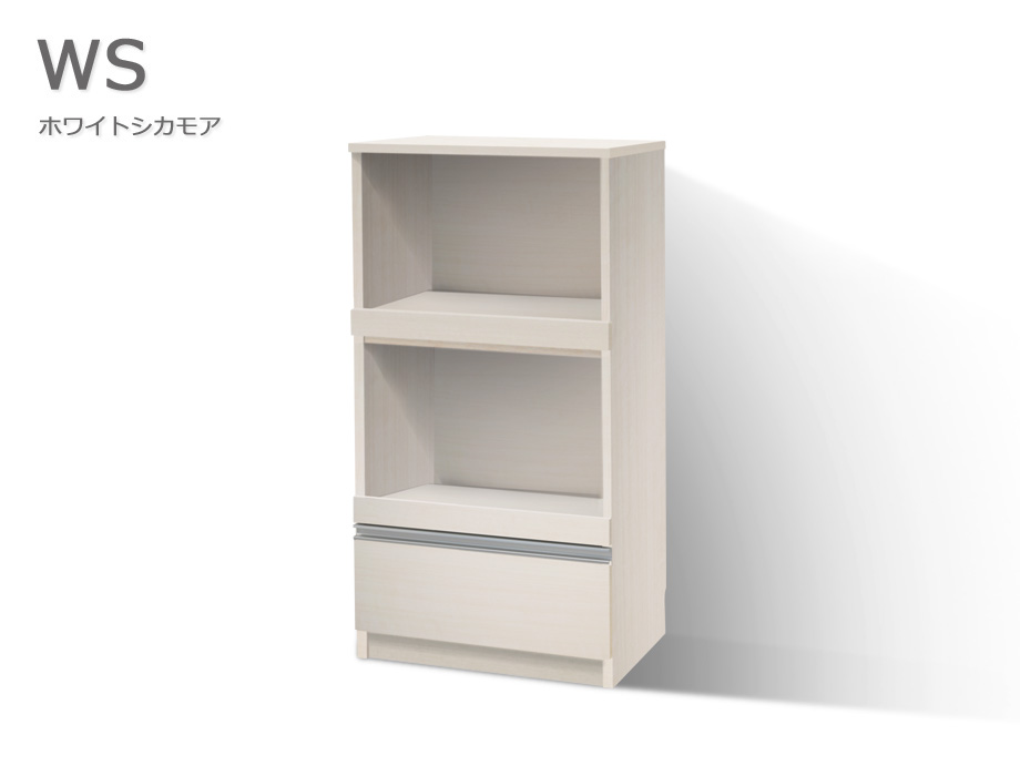 セミオーダーレンジ台LASCO 2段家電収納 ホワイトシカモア