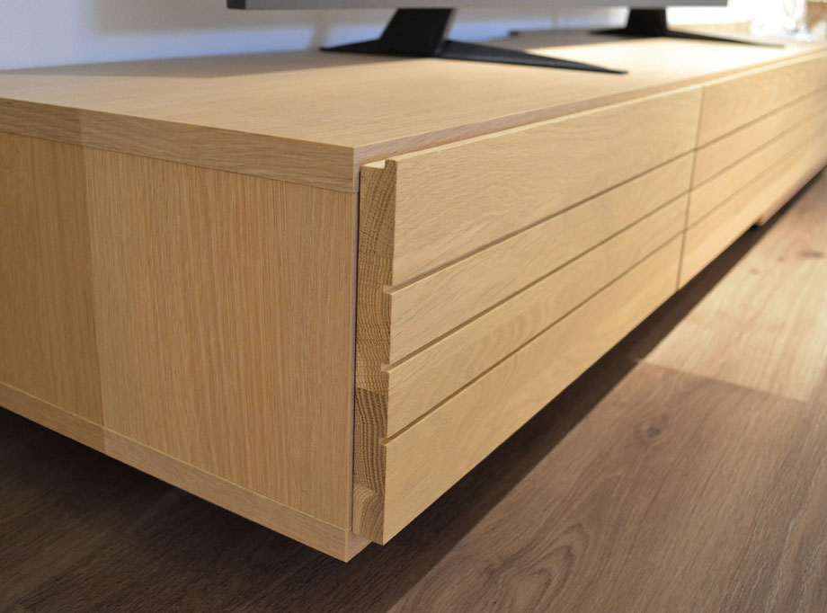 Nomo（ノーモ） 伸縮テレビボード 幅180～307cm｜天然木ホワイトオークの前板