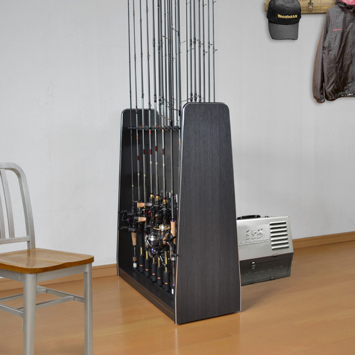 ディスプレイロッドスタンド 釣竿ラック ゼイン ブラックウッド 28本収納タイプ